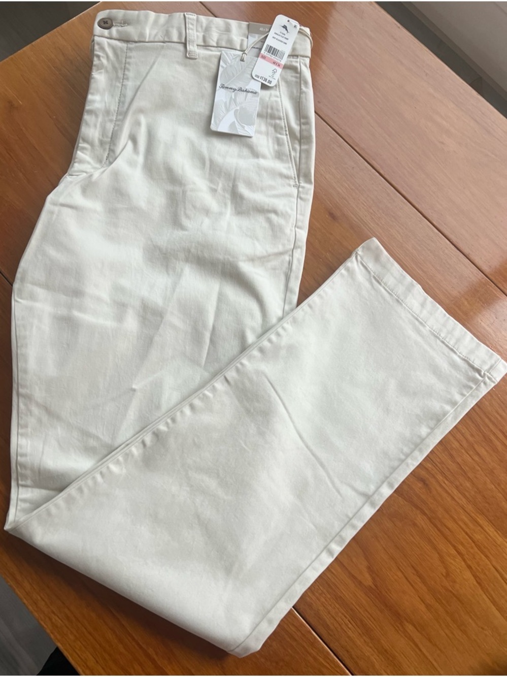 Tommy Bahama Boracay Mens Pants 40 X 34 Bleached Sand Flat Front NWT $138 Logo